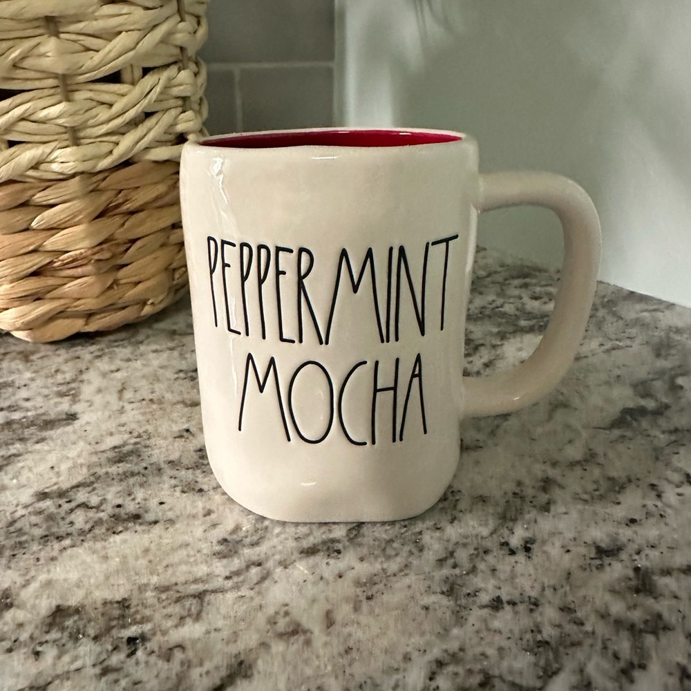 Rae Dunn Peppermint Mocha Mug - Cream with Red Interior